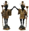 BRONZE BLACKAMOOR CANDLESTICKS PAIR