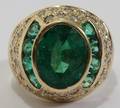 041118 14KT GOLD  EMERALD GENTLEMANS RING