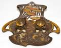 031134 GESCHUTZ ART NOUVEAU PAINTED METAL INKWELL