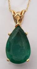 022062 14 KT YGOLD  75 CTS EMERALD PENDANT ON CHAIN