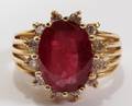 052066 14 KT YELLOW GOLD 700 CT RUBY  DIAMOND RING