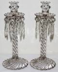 031156 BACCARAT STYLE MOLD BLOWN GLASS CANDLESTICKS