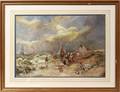 022107 ENGLISH SCHOOL WATERCOLOR FISHING BOATS AND