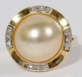14KT GOLD PEARL  DIAMOND RING