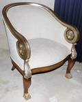 061127 EMPIRE STYLE WALNUT  SILVER GILT ARMCHAIR