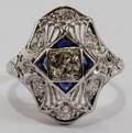 052081 18 KT YELLOW GOLD DIAMOND  SAPPHIRE RING