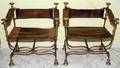 051105 SPANISH SAVONAROLA IRON  BRASS CHAIRS 19TH C