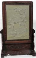 042074 CHINESE CARVED STONE PANEL 19TH C 13 X