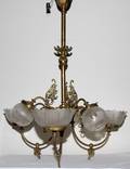 031178 VICTORIAN BRASS CHANDELIER 19TH C H 36