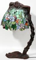 031173 E THOMASSON ART NOUVEAU STYLE LEADED GLASS LAM