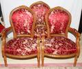022157 WALNUT  UPHOLSTERED OPEN ARMCHAIRS THREE