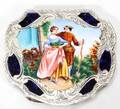 060118 ITALIAN 800 SILVER  ENAMEL COMPACT