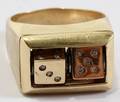 042117 MENS 14KT YELLOW GOLD AND DIAMOND DICE RING