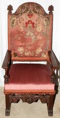 041220 ELIZABETHAN STYLE HIGH BACK CHAIRS PAIR 54