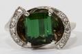 031234 14KT WHITE GOLD TOURMALINE  DIAMOND RING