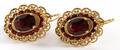 ITALIAN 18KT YELLOW GOLD  GARNET EARRINGS PAIR