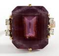 14KT YELLOW GOLD 160CT AMETHYST  DIAMOND RING