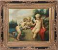 060141 G AUGUSTIN OIL ON CANVAS PUTTI WITH DOVE