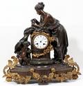 060128 FRENCH BRONZE FIGURAL MANTLE CLOCK C1900