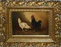 060146 OIL ON CANVAS 5 X 7 14 ROOSTERS
