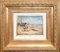 060145 E HUBER OIL ON BOARD BEACH SCENE