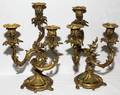 052180 FRENCH BRONZE THREE LIGHT CANDELABRA 19TH C