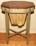 052146 ADAMS STYLE PAINTED WOOD SEWING TABLE ANTIQUE