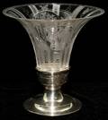 051191 HAWKES ENGRAVED CRYSTAL  STERLING VASE H 6