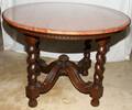 041223 ENGLISH OAK CENTER TABLE WITH MARBLE TOP