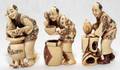 031276 JAPANESE CARVED  POLYCHROME IVORY NETSUKES
