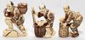 031271 JAPANESE CARVED  POLYCHROME IVORY NETSUKES