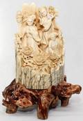 031258 CHINESE IVORY CARVING OF GEISHAS H 6