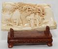 031256 CHINESE CARVED IVORY PLAQUE H 3 L 6 12