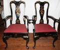 030178 QUEEN ANNE STYLE LACQUER AND GILT ARM CHAIRS