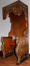 030176 HAND CARVED WALNUT BISHOPS CHAIR H 9 3