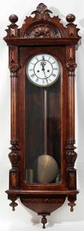 022224 VIENNESE CARVED WALNUT WALL CLOCK 19THC