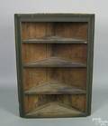 New England painted pine hanging corner cupboard ca 1820