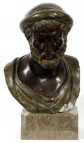 BRONZE BUST OF A GRECIAN MALE FIGURE