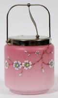 VICTORIAN SATIN GLASS BISCUIT JAR