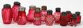 ANTIQUE CRANBERRY GLASS SALT  PEPPER SHAKERS SIX