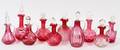 CRANBERRY GLASS CRUETS TEN