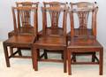 CHIPPENDALE STYLE OAK SIDE CHAIRS 19TH C 6 PCS