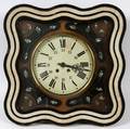 FRENCH WALNUT MOTHEROFPEARL WALL CLOCK 19TH C