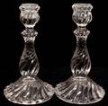 052189 BACCARAT CRYSTAL CANDLESTICKS PAIR H 9