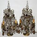 052183 FRENCH CRYSTAL  GLASS THREE LIGHT CANDELABRA