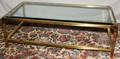 050128 CONTEMPORARY BRASS  GLASS TABLE H 16 W 28