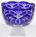 022272 COBALT TO CLEAR CUT CRYSTAL CENTERPIECE H 9