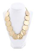 Kenneth Jay Lane Gold Hammered Disk Necklace