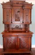 BELGIAN CARVED OAK CUPBOARD C 1900