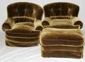 FIRESIDE OVERSTUFFED UPHOLSTERED CHAIRS AND OTTOMAN